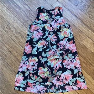 Black and Floral High Neck Dress
